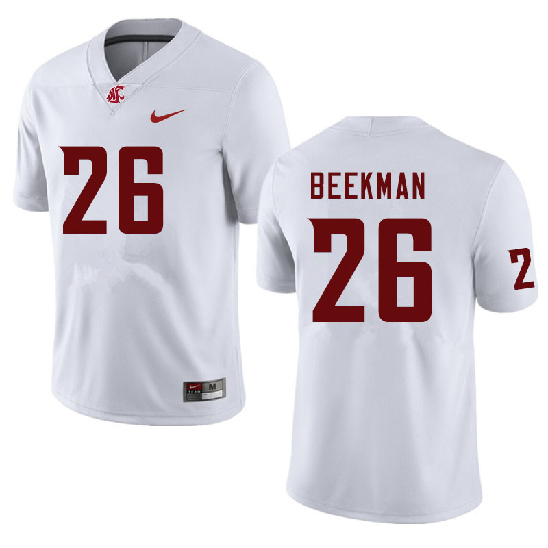 Washington State Cougars #26 Bryce Beekman College Football Jerseys Sale-White